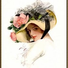 Оригинал схемы вышивки «портрет девушки в шляпке» (№94730)