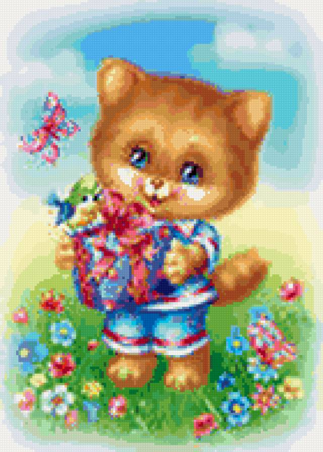 котенок на лужайке - сказка, кошка, дети - предпросмотр