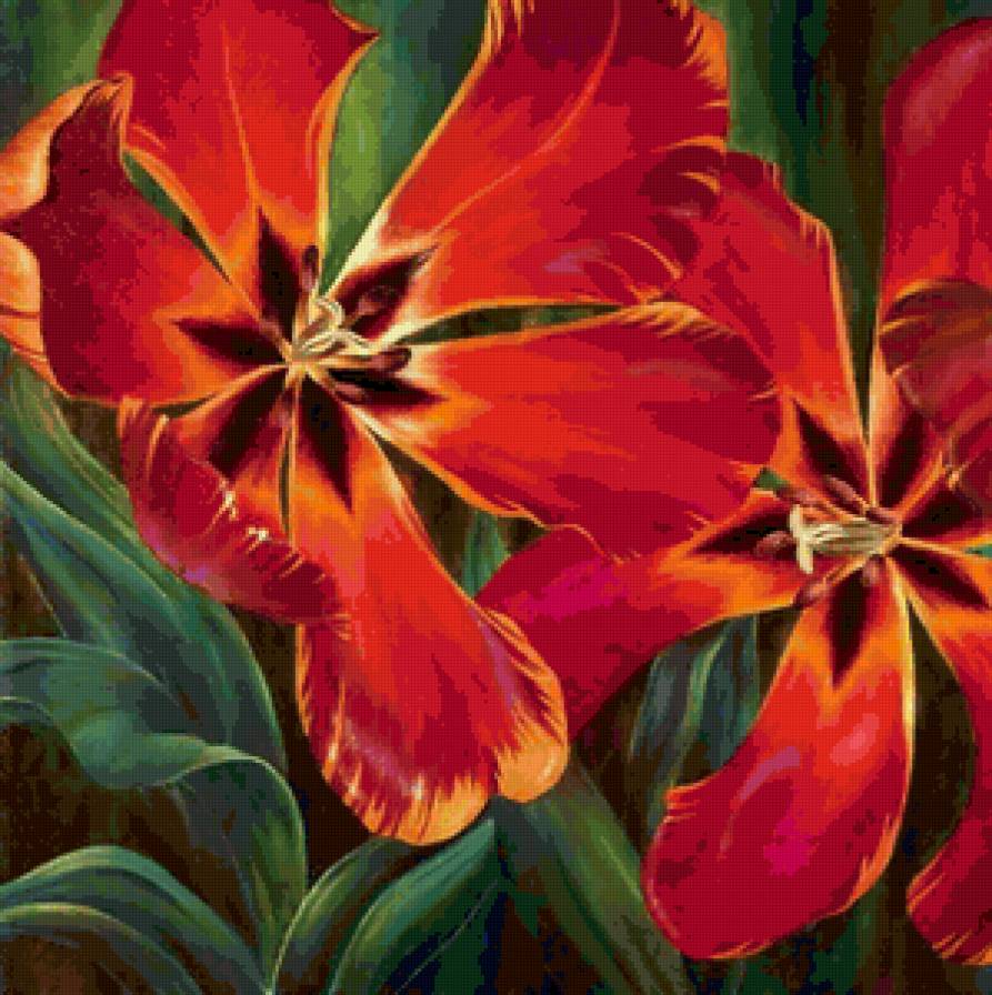 Подушка "Тюльпаны" - тюльпаны, подушка, букет, цветы - предпросмотр