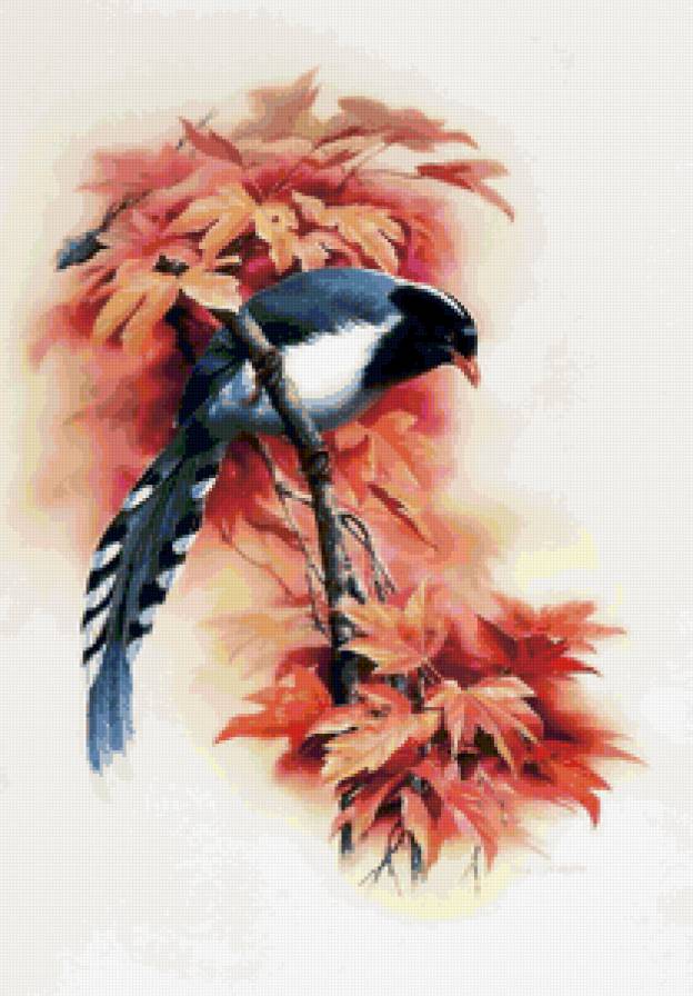 "Птицы"  Зенг Ксиао Лиан - акварель, птицы, живопись, природа, цветы, птица - предпросмотр