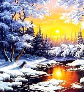 Зимний закат - закат, зима, пейзаж - оригинал