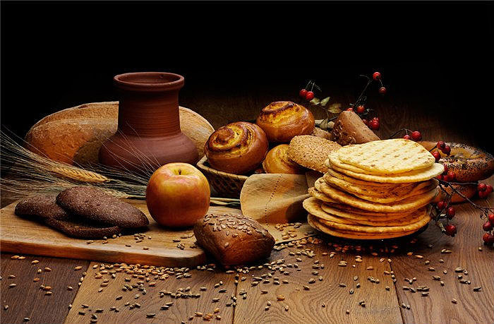 Хлеба - еда, хлеб, стол, продукты - оригинал