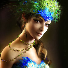 Схема вышивки «девушка-павлин»