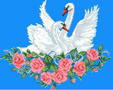 лебеди - цветы, розы, роза, лебедь, любовь, птицы - оригинал