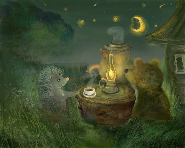 Схема вышивки «Ежик и медвежонок» (№95193) Вышивка крестом