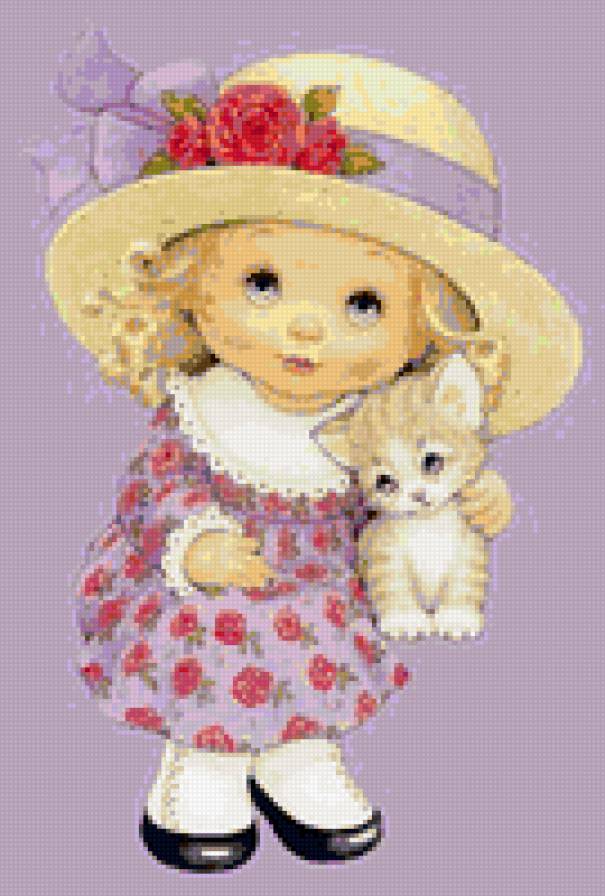 детская серия - котенок, девочка, дети - предпросмотр