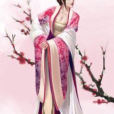 Оригинал схемы вышивки «Японка и сакура» (№95778)