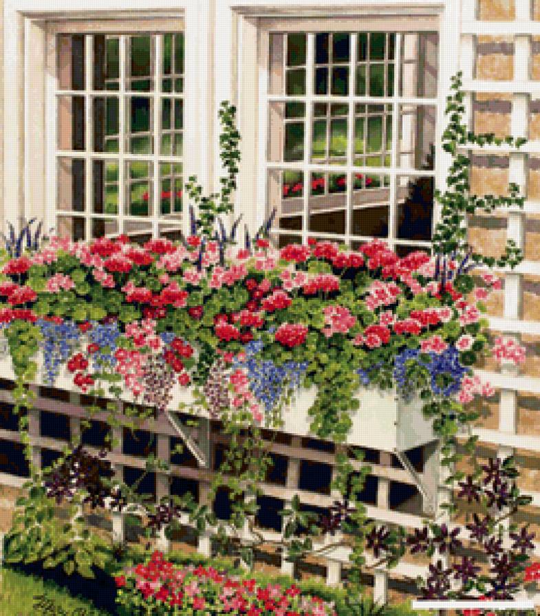 Серия "Пейзажи" - цветы, букет, лето, пейзаж, окно - предпросмотр