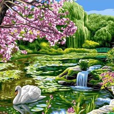 Схема вышивки «Лебедь»