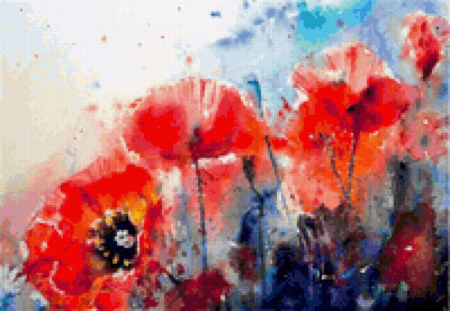 акварель - маки - предпросмотр