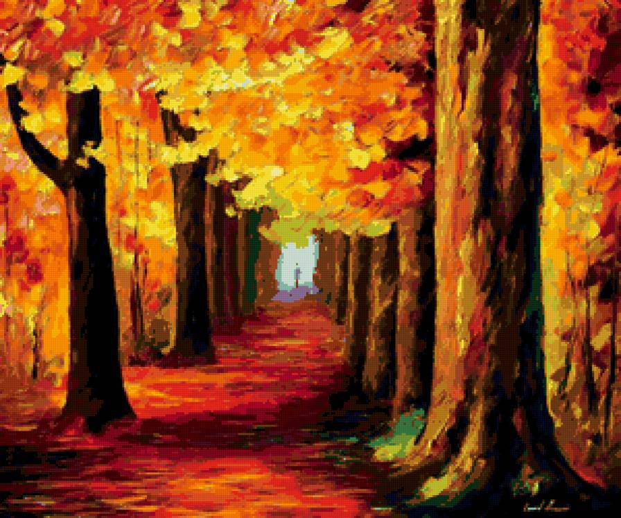 Желтая парковая дорожка - люди, дорога, парк, пейзаж, осень - предпросмотр