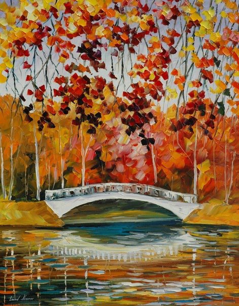 Осенний мостик - мостик, осень, река, пейзаж, парк - оригинал