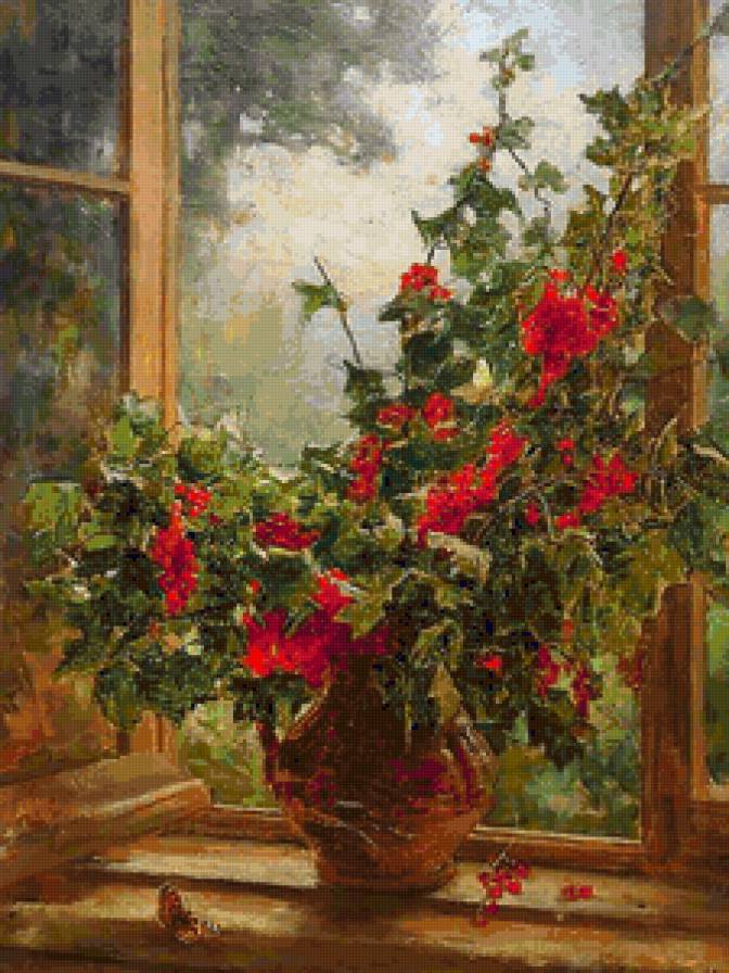 Букет смородины - ягоды, корзина, смородина, букет, окно, натюрморт - предпросмотр