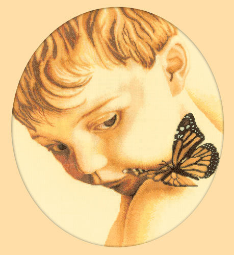 Мальчик и бабочка - бабочка, живопись, дети - оригинал