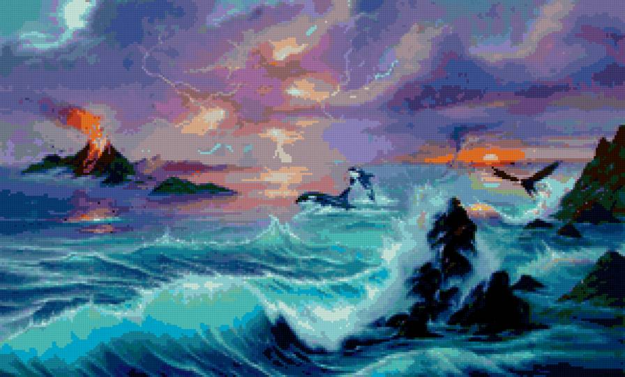 море - волны, касатки - предпросмотр