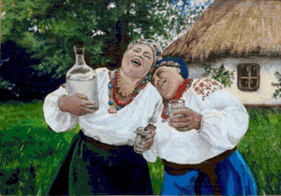 Кумушки - женщины, бусы, кумушки, украина, самогон, веселье, вышиванки - предпросмотр