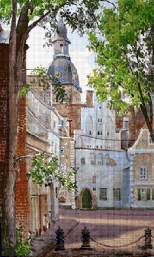 Рижская улочка - здания, город, улочки, природа, архитектура, пейзаж, домики - предпросмотр