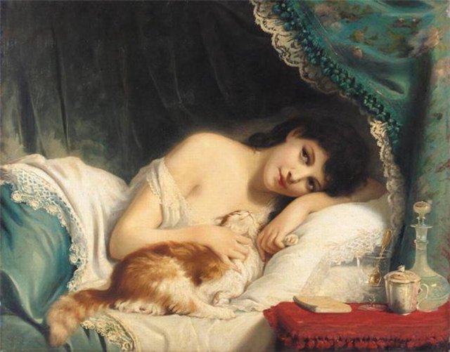 Портрет, женщина с кошкой - портрет, женщина с кошкой - оригинал
