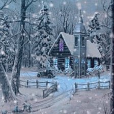 Схема вышивки «Зимний домик»