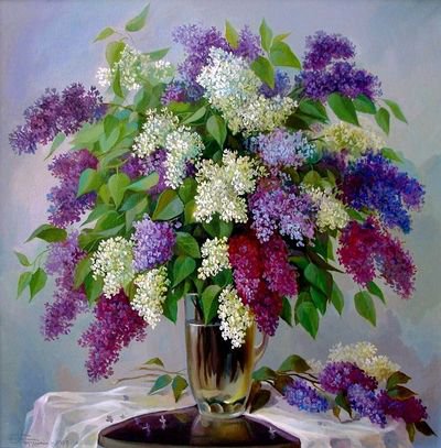 букет сирени - сирень, цветы, акварель - оригинал