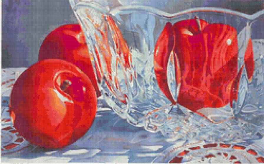 глянцевые яблочки - для кухни, яблоки, акварель, фрукты - предпросмотр