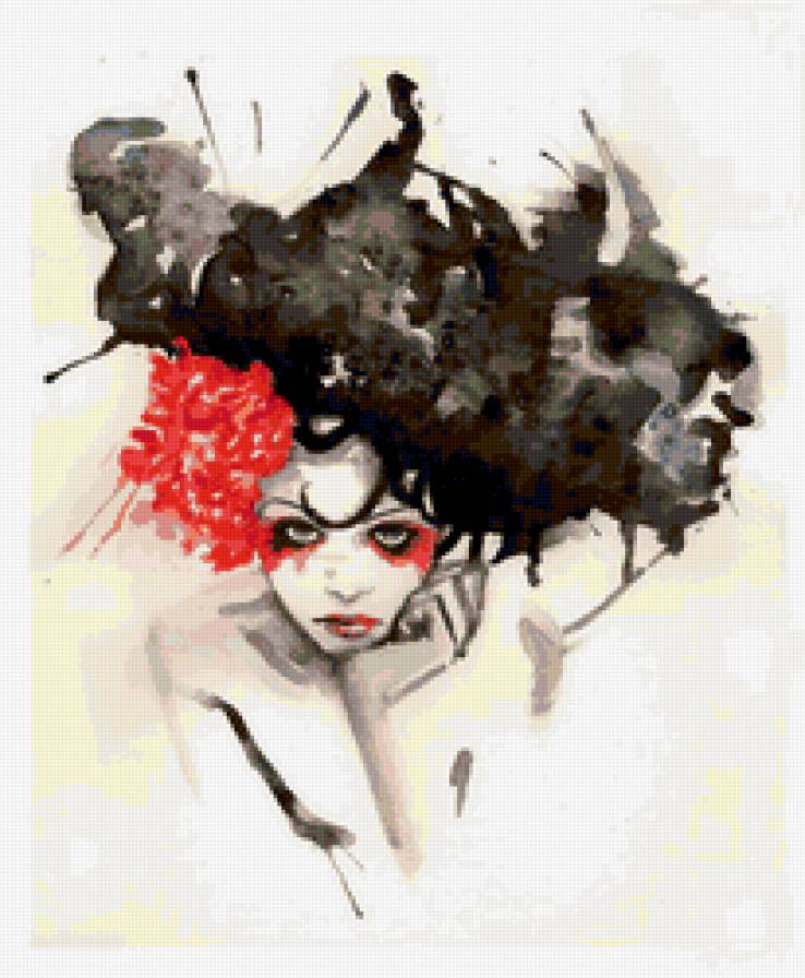 акварель - абстракция, красота, акварель, девушка - предпросмотр