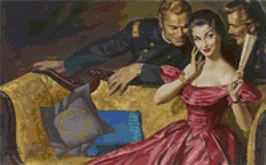 Разговор - пара, лицо, живопись, мужчина, портрет, женщина - предпросмотр