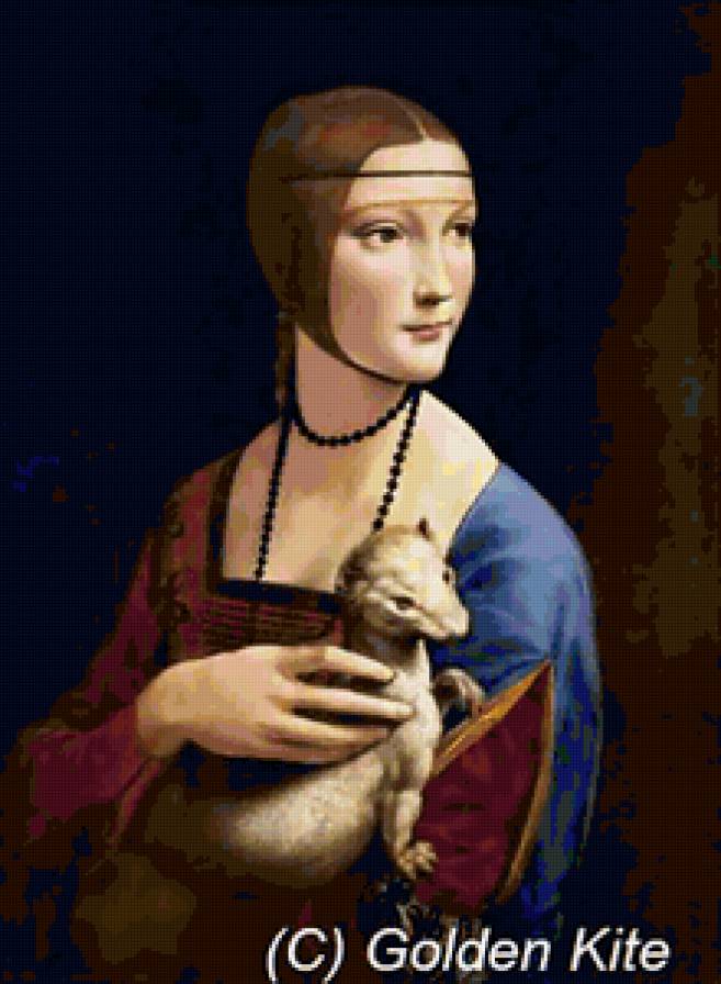 Дама с горнастаем - девушка, животные, живопись - предпросмотр