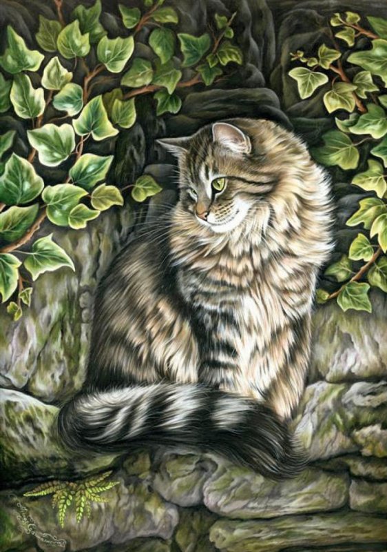 Кот - коты, живопись, животные - оригинал