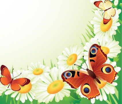 Салфетка - на платок, уголок, бабочки, цветы, салфетка, ромашки - оригинал