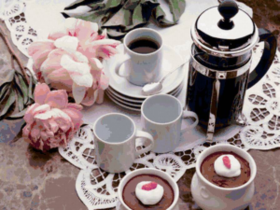 Натюрморт утренний - кофе, натюрморт, цветы - предпросмотр