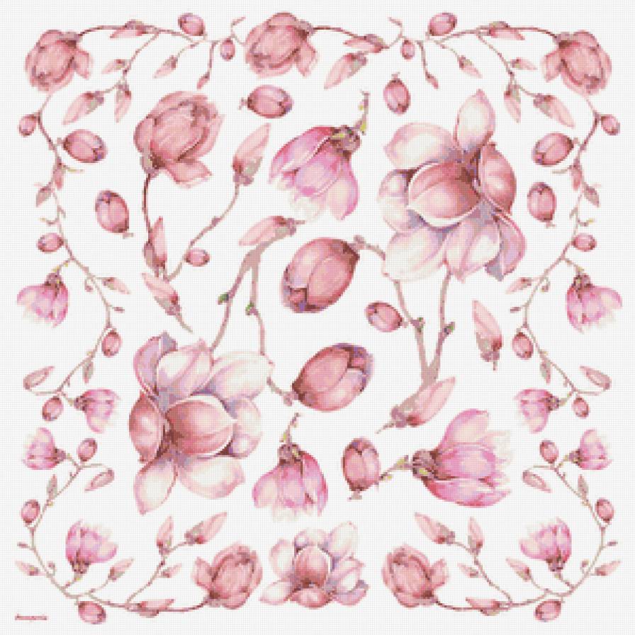 магнолии - подушка, цветы - предпросмотр