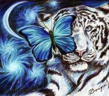Оригинал схемы вышивки «Тигр и бабочка» (№97849)