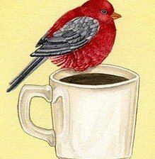 Схема вышивки «Птичка, любящая кофе»