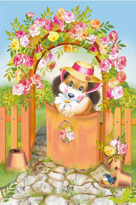 Щенок - мультяшки, открытка, животные - оригинал