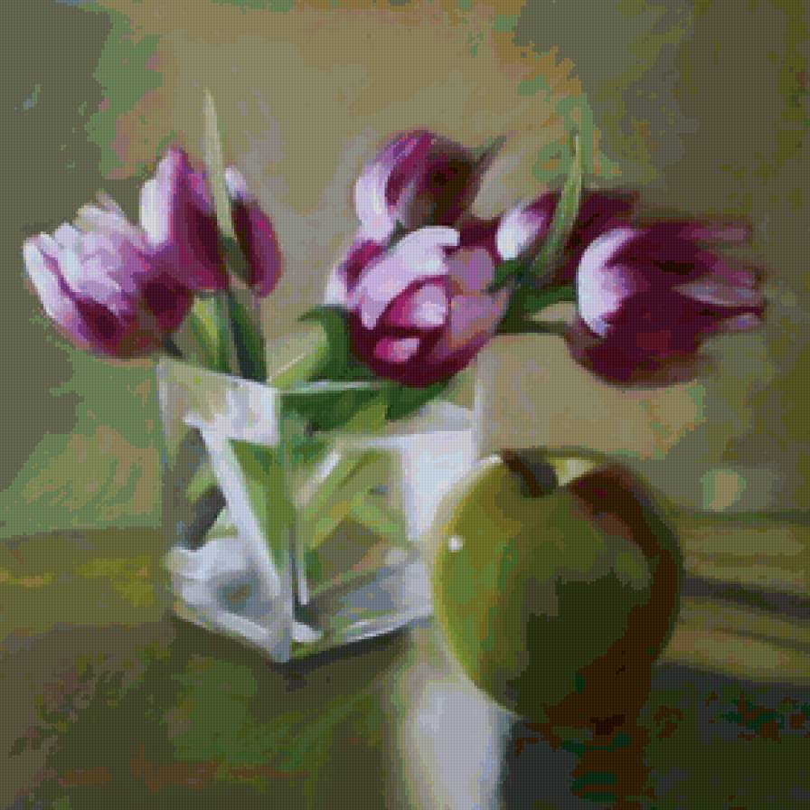 тюльпаны - цветы, акварель, тюльпаны, натюрморт - предпросмотр