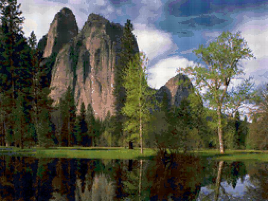 Горное озеро - горы, пейзаж, вода, природа, озеро - предпросмотр