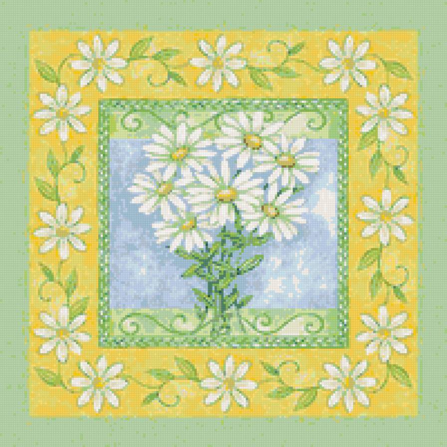 Подушка с цветами - подушка, цветы, ромашка - предпросмотр