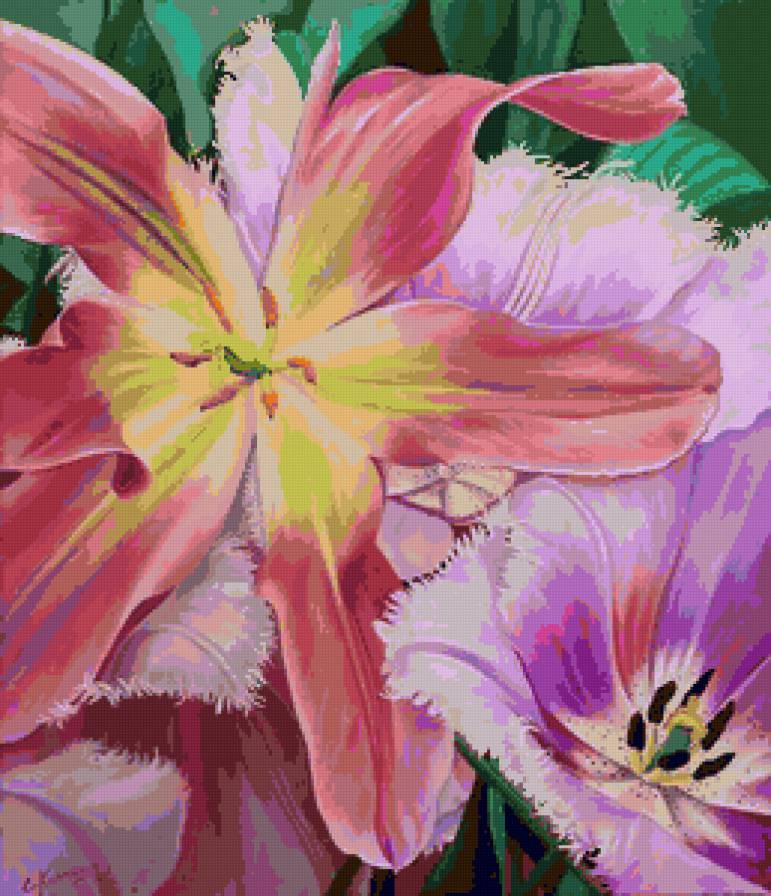 Серия "Букет" - лилии, тюльпаны, цветы - предпросмотр