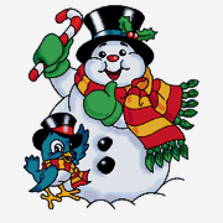 Снеговичок - птичка, снеговик, праздник, новый год, рождество - предпросмотр