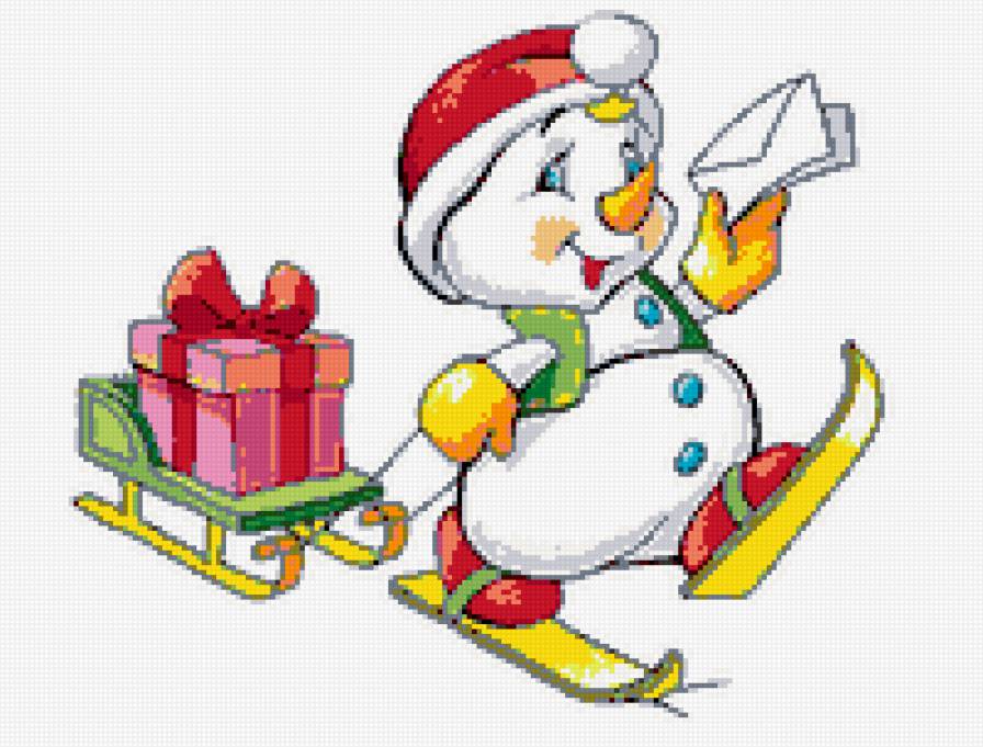 Снеговичок - праздник, снеговик, подарок, новый год - предпросмотр