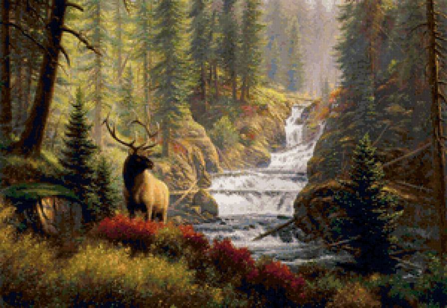 Пейзаж, лось - лось, пейзаж - предпросмотр