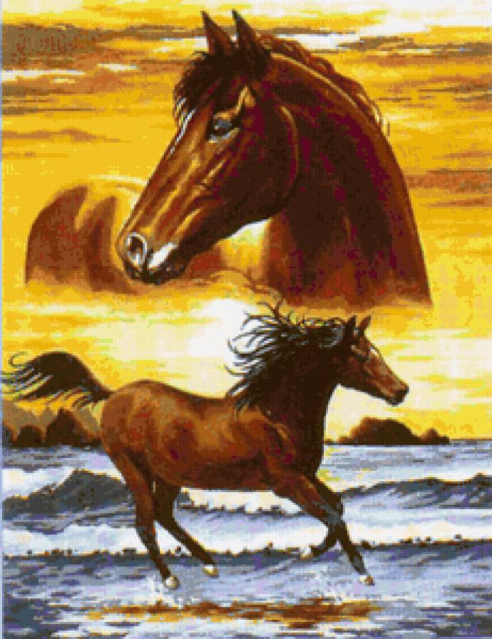 №99464 - животные, лошади, пейзаж - предпросмотр