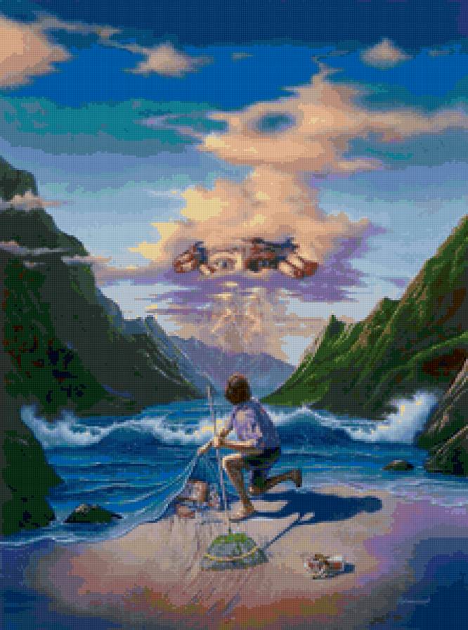 Всевидящий - рисунок, картина, фентези, глаза, вода - предпросмотр