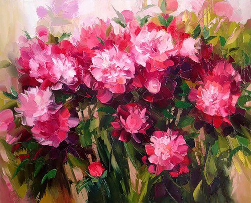 розовое поле - поле, розовые цветы, цветы - оригинал