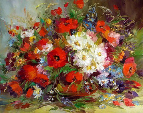 букет цветов - цветы, натюрморт, маки, букет - оригинал