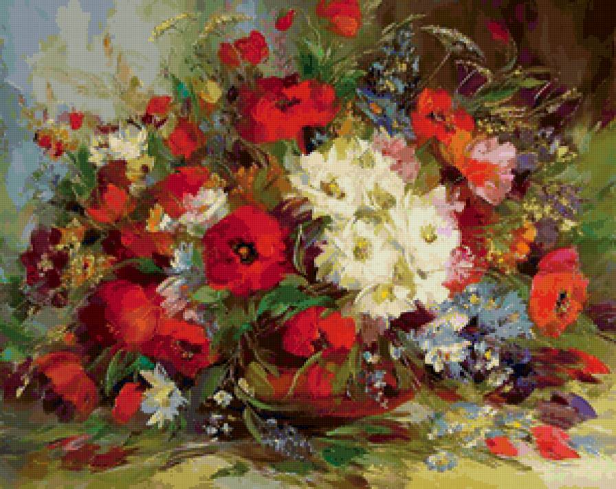 букет цветов - натюрморт, букет, маки, цветы - предпросмотр