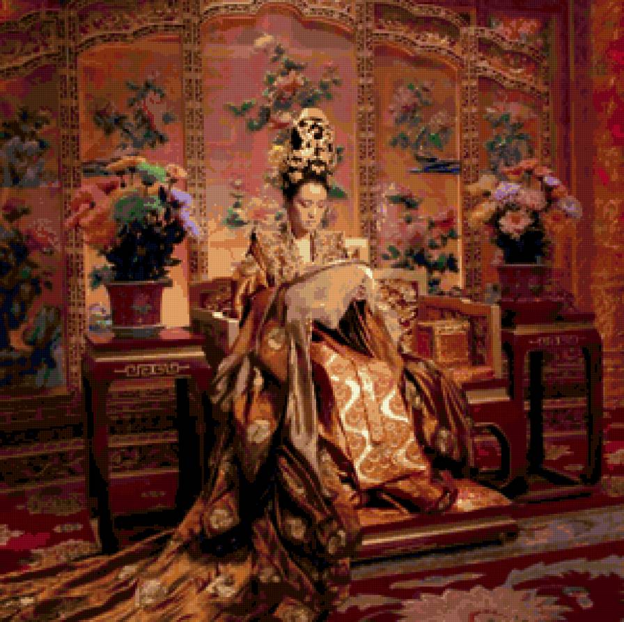 проклятие золотого цветка - вышивка, дворец, принцесса, китай, девушка, женский образ, цветы - предпросмотр