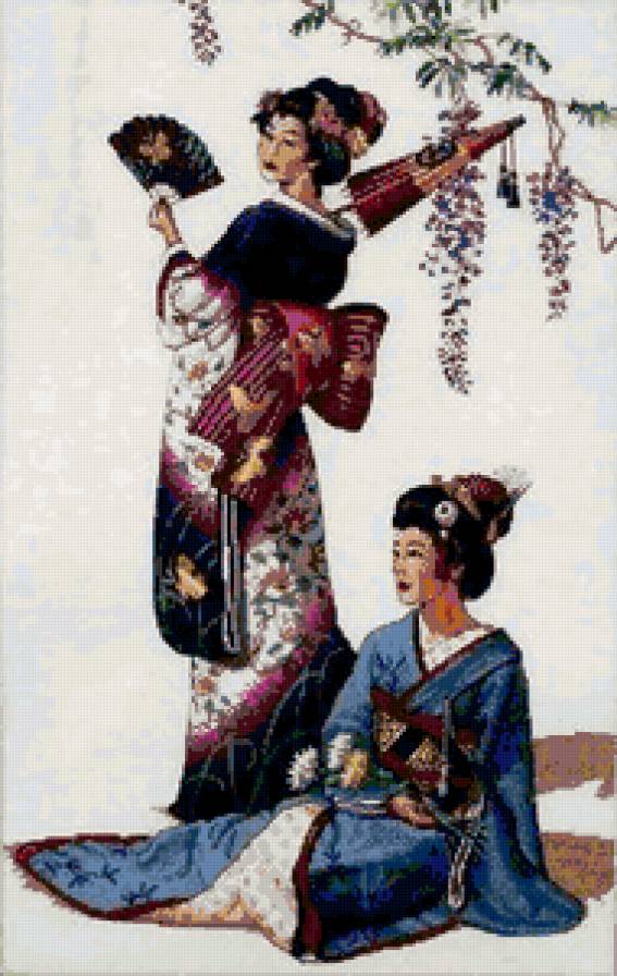 Гейши - восток, девушка, гейша, женщина, рисунок - предпросмотр