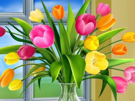 Тюльпаны - букет, цветы - оригинал